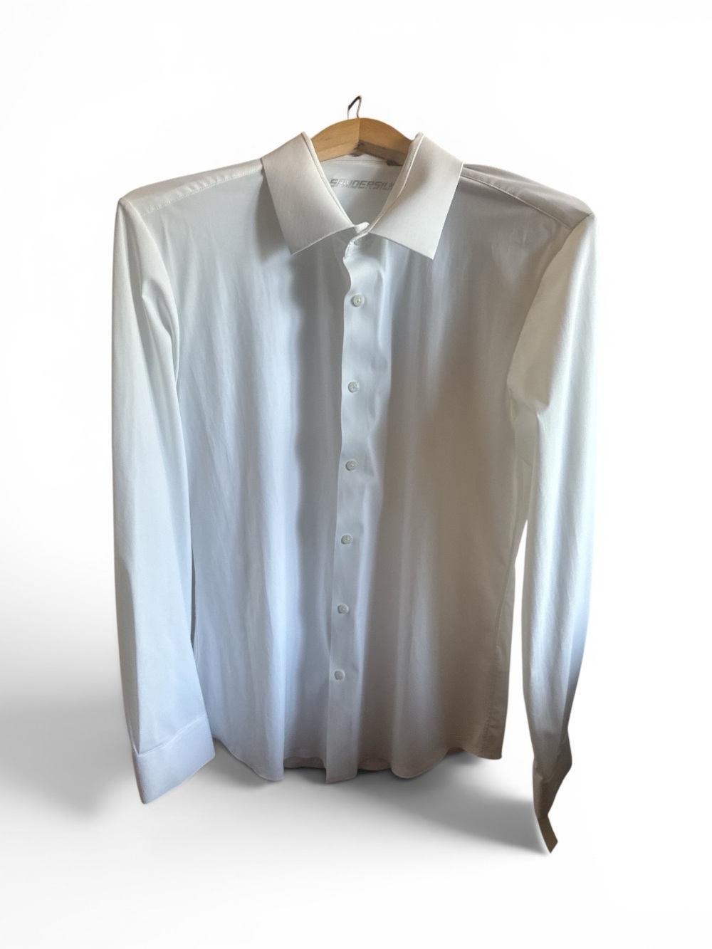 Spaidersilk Men’s Size Medium Silky White Long Sleeve Button Up Dress Shirt Mens